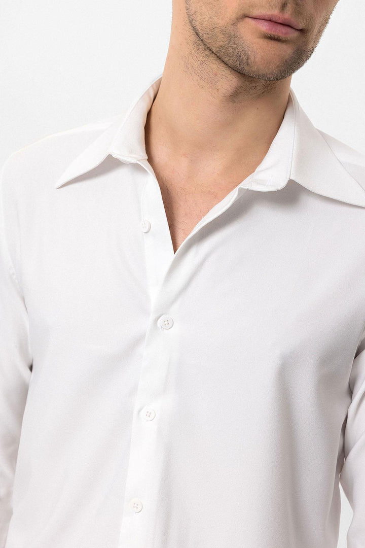 ANT Slim Fit Men's Long Sleeve Wide Collar Shirt - Providence
