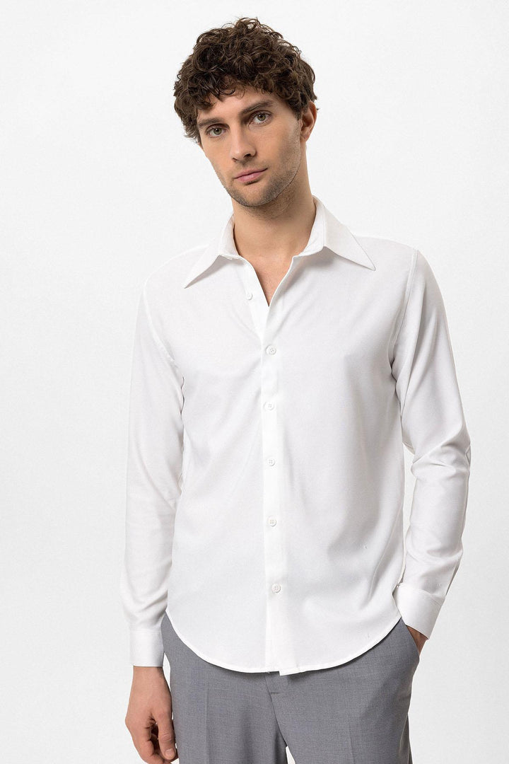 ANT Slim Fit Men's Long Sleeve Wide Collar Shirt - Providence