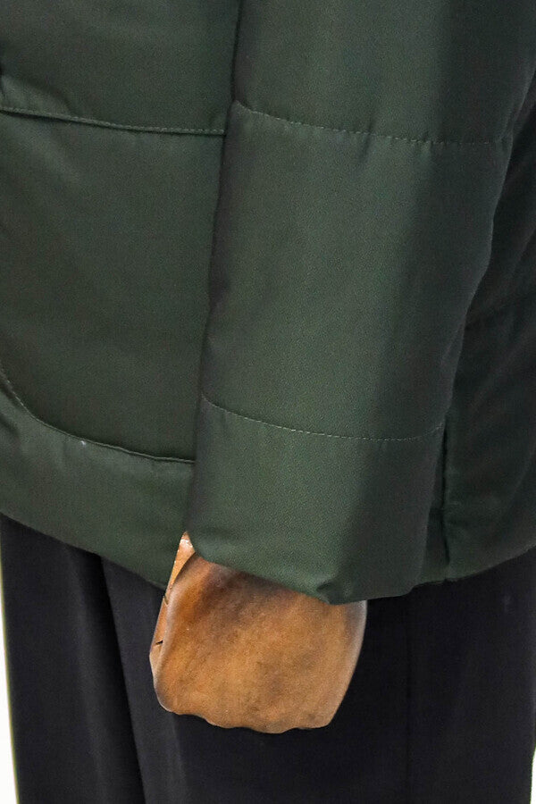 WSS Slim Fit Hooded Green Men Coat  - Romny