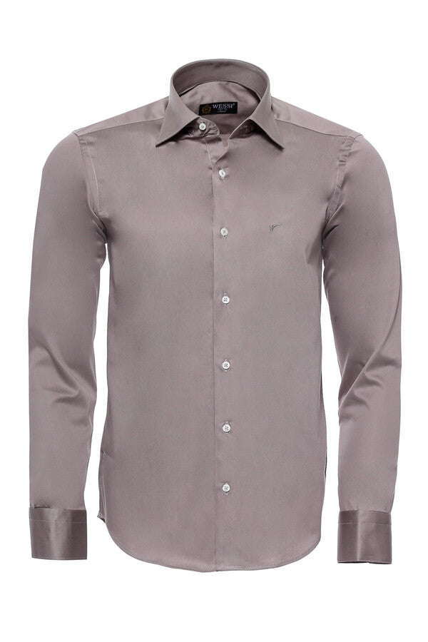WSS Slim Fit Long Sleeves Grey Men Shirt  - Mariano Escobedo