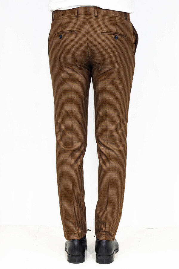 WSS Slim Fit Patterned Brown Men Pants  - Biloxi