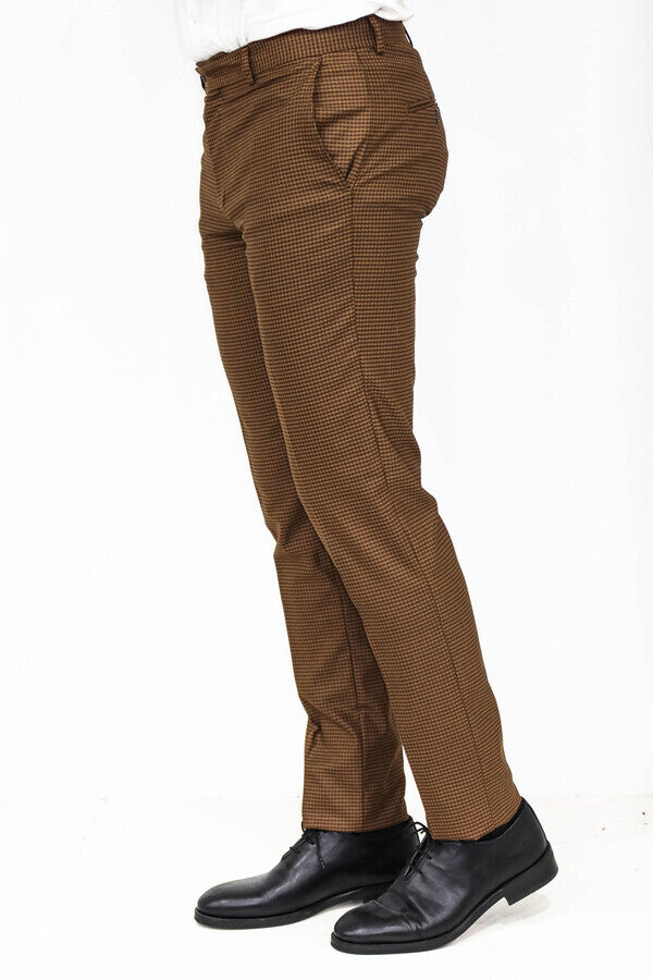 WSS Slim Fit Patterned Brown Men Pants  - Biloxi