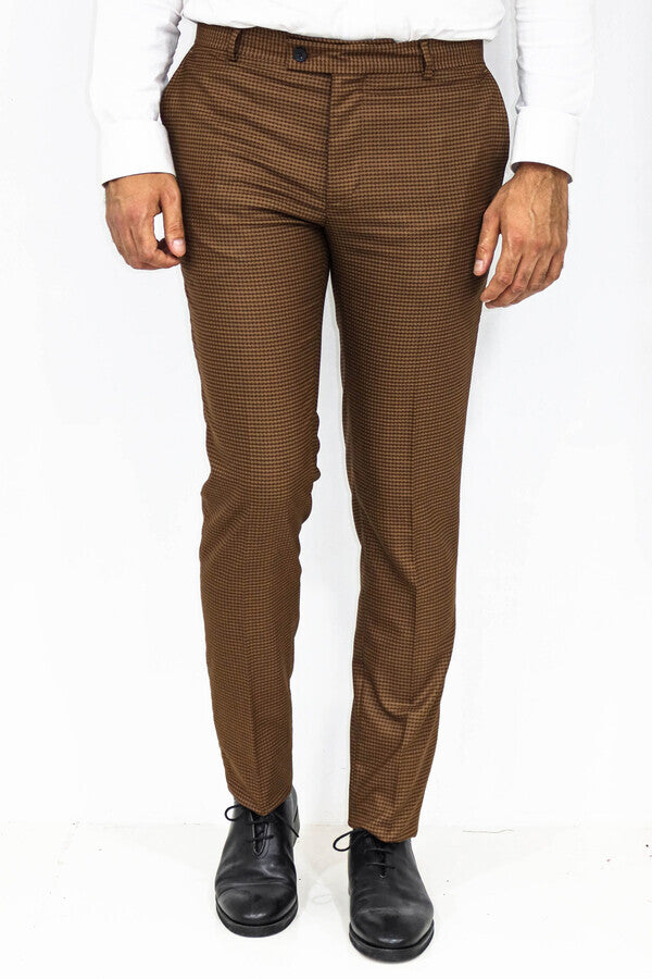 WSS Slim Fit Patterned Brown Men Pants  - Biloxi