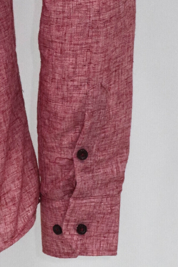 WSS Slim Fit Patterned Burgundy Men Shirt  - Monroe