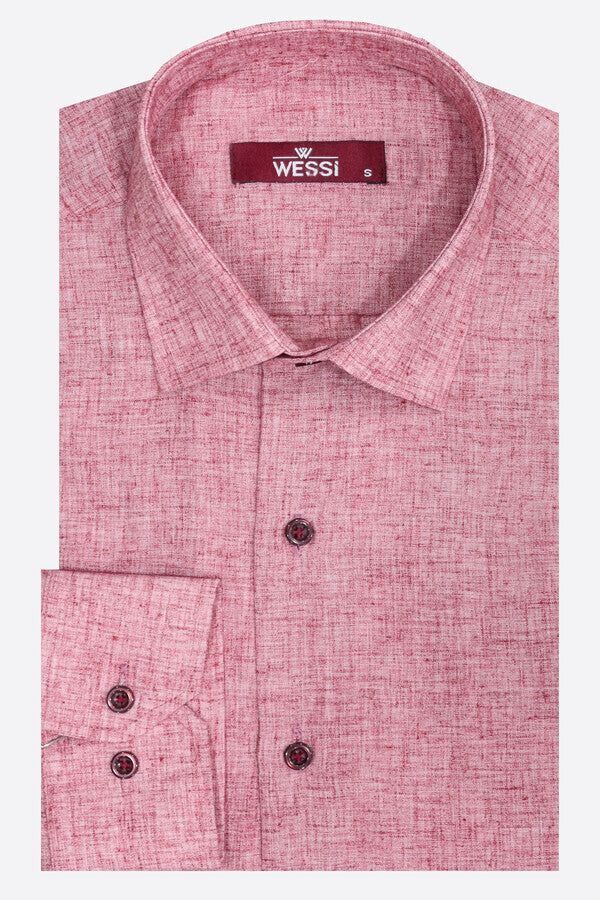 WSS Slim Fit Patterned Burgundy Men Shirt  - Monroe