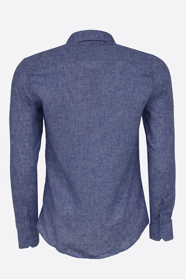 WSS Slim Fit Patterned Navy Blue Men Shirt  - Tallaght