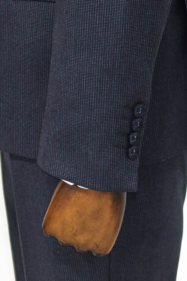 WSS Slim Fit Patterned Navy Blue Men Suit  - Cape Coral