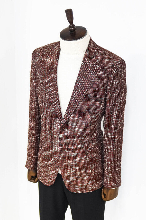 WSS Slim Fit Patterned Sport Brown Men Blazer  - Bel Air South