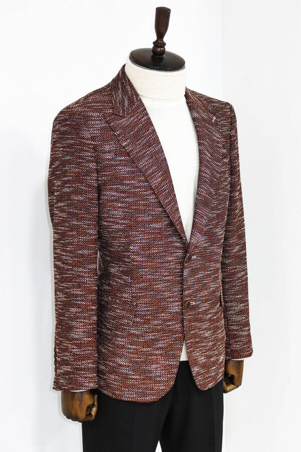 WSS Slim Fit Patterned Sport Brown Men Blazer  - Bel Air South