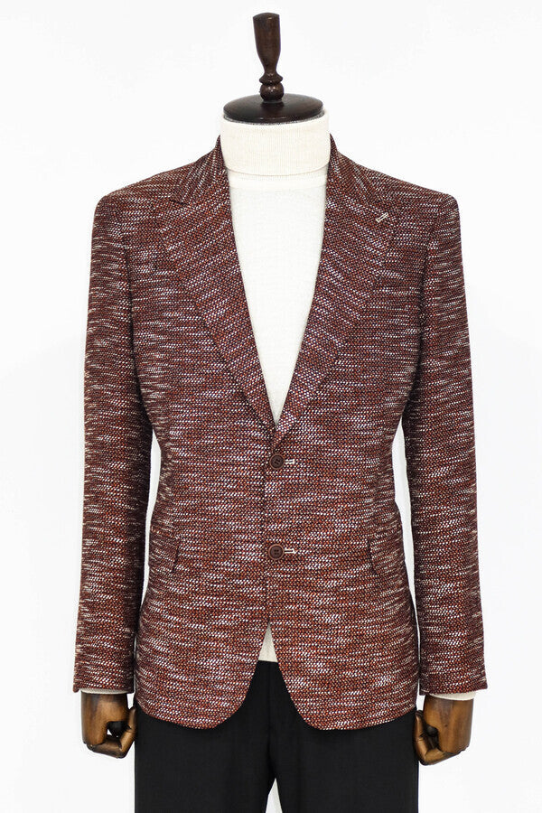 WSS Slim Fit Patterned Sport Brown Men Blazer  - Bel Air South