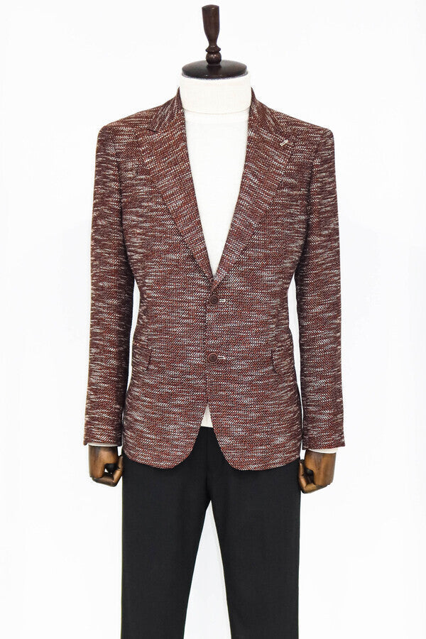 WSS Slim Fit Patterned Sport Brown Men Blazer  - Bel Air South