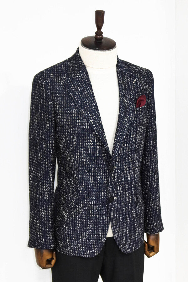 WSS Slim Fit Patterned Sport Navy Blue Men Blazer  - Sutton Coldfield