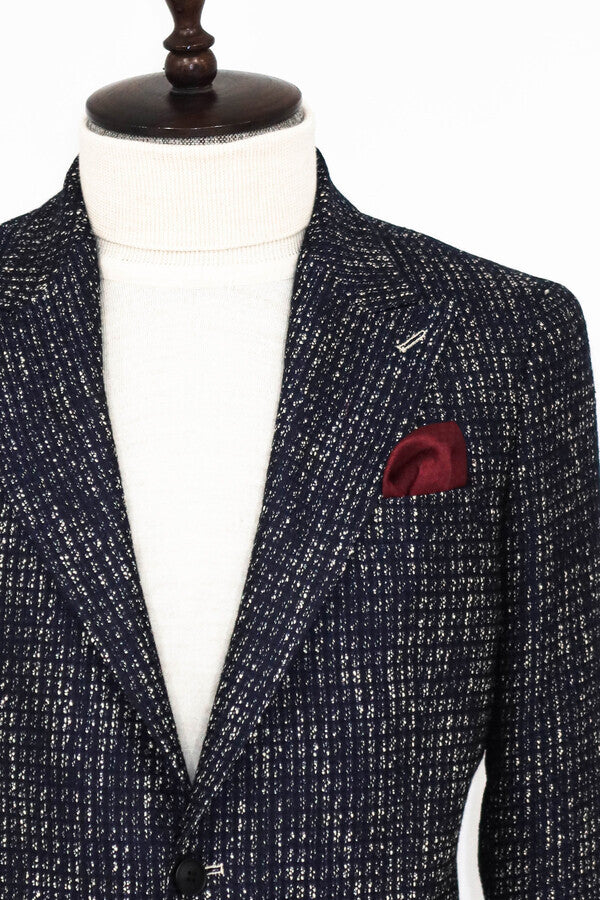 WSS Slim Fit Patterned Sport Navy Blue Men Blazer  - Sutton Coldfield