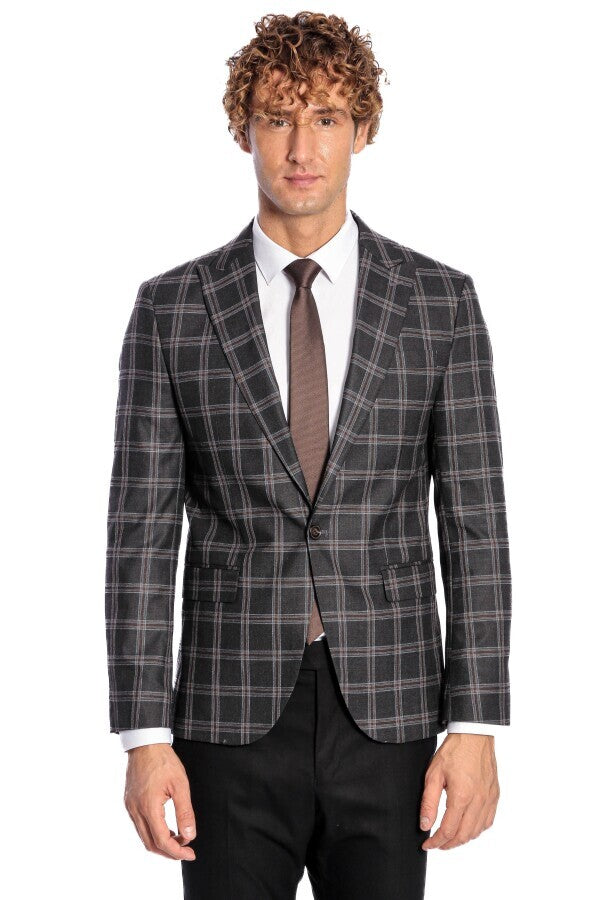 WSS Slim Fit Peak Lapel Black Men Blazer  - Margate