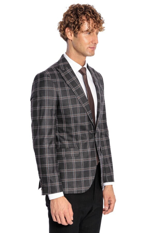 WSS Slim Fit Peak Lapel Black Men Blazer  - Margate