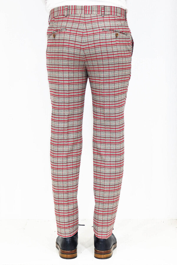 WSS Slim Fit Plaid Grey Men Pants  - Newark