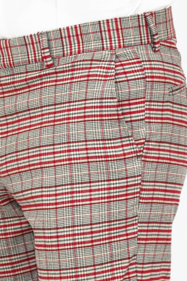 WSS Slim Fit Plaid Grey Men Pants  - Newark