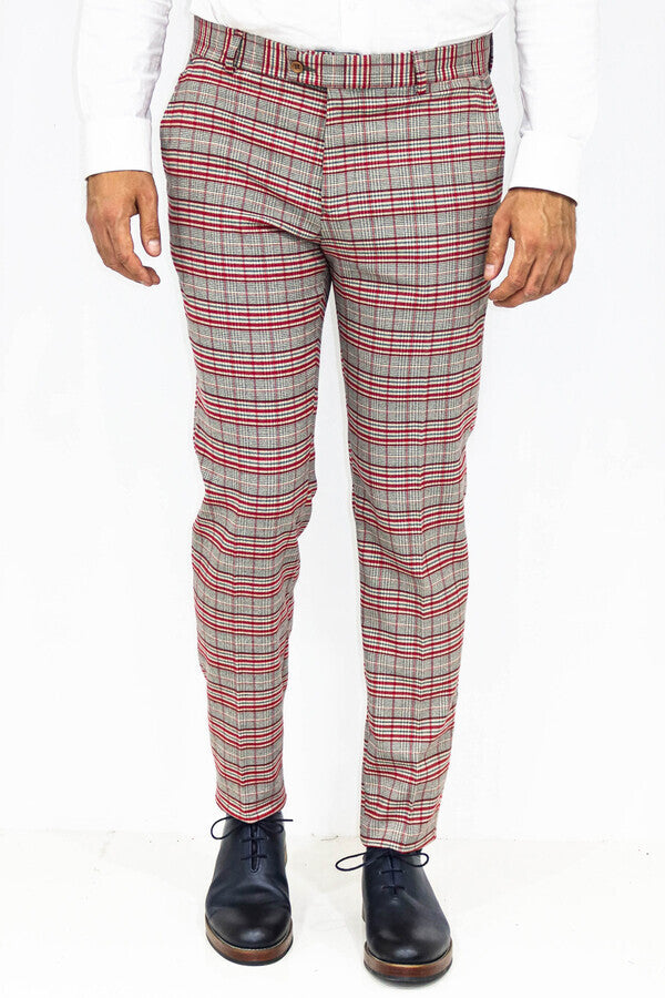 WSS Slim Fit Plaid Grey Men Pants  - Newark