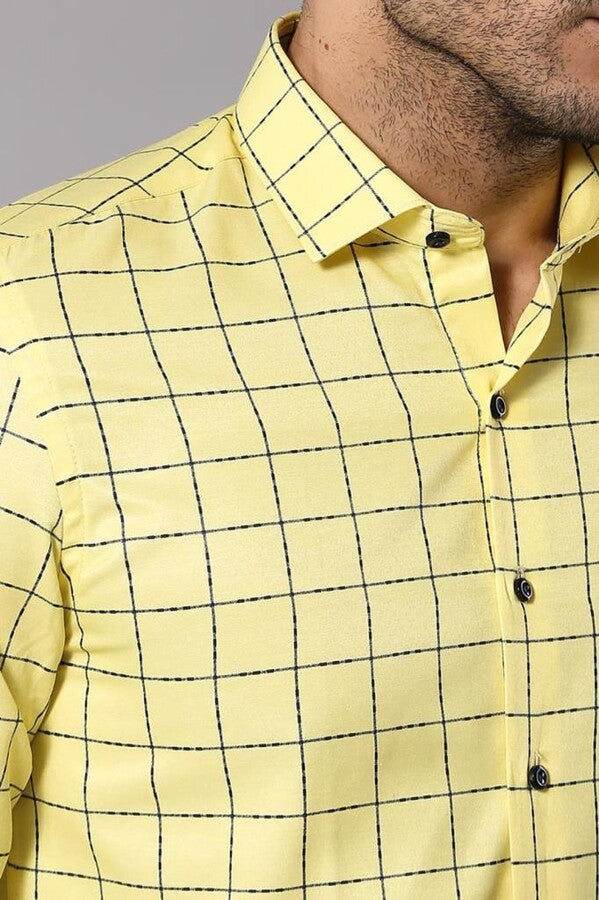WSS Slim Fit Plaid Yellow Shirt  - Webster