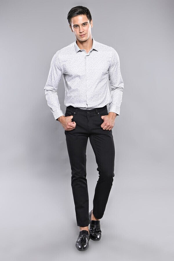 WSS Slim Fit Plain 5 Pockets Black Men Pants  - Singen