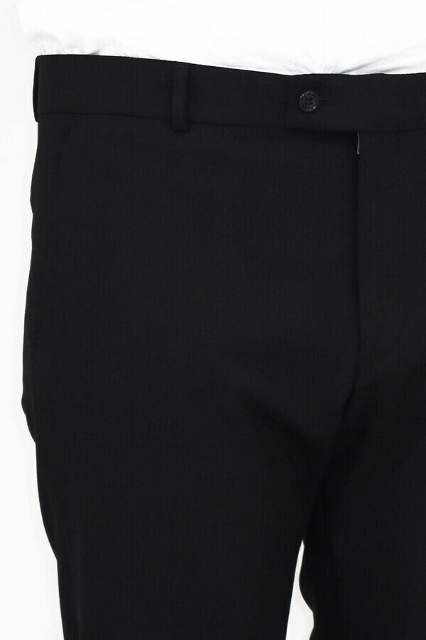 WSS Slim Fit Plain Black Men Pants  - Singen