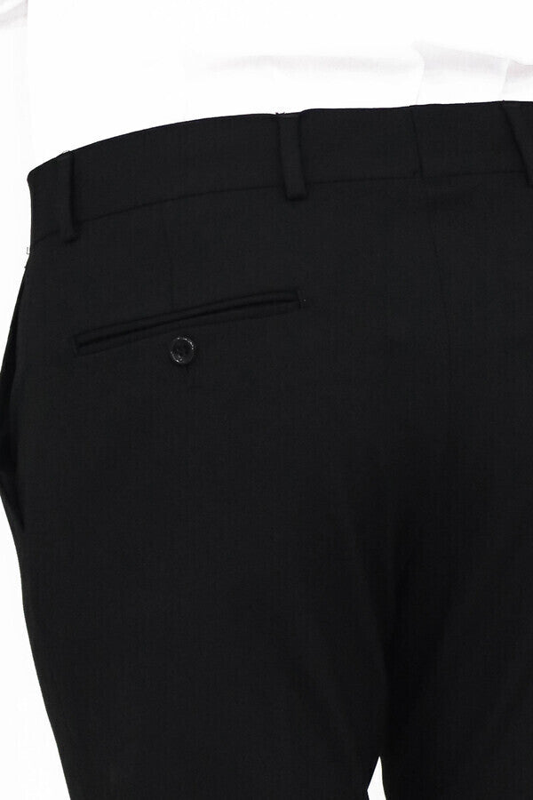 WSS Slim Fit Plain Black Men Pants  - Singen