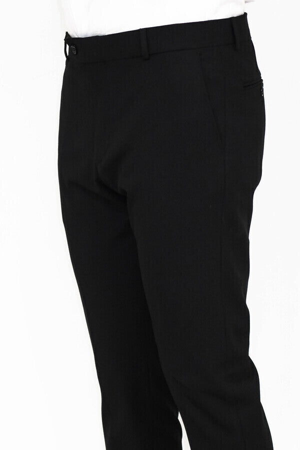 WSS Slim Fit Plain Black Men Pants  - Singen