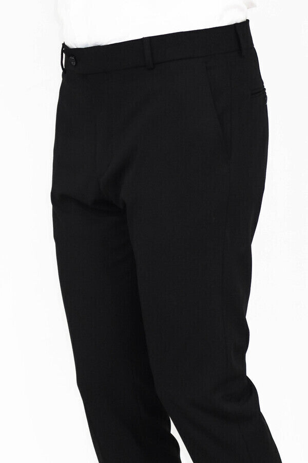 WSS Slim Fit Plain Black Men Pants  - Singen