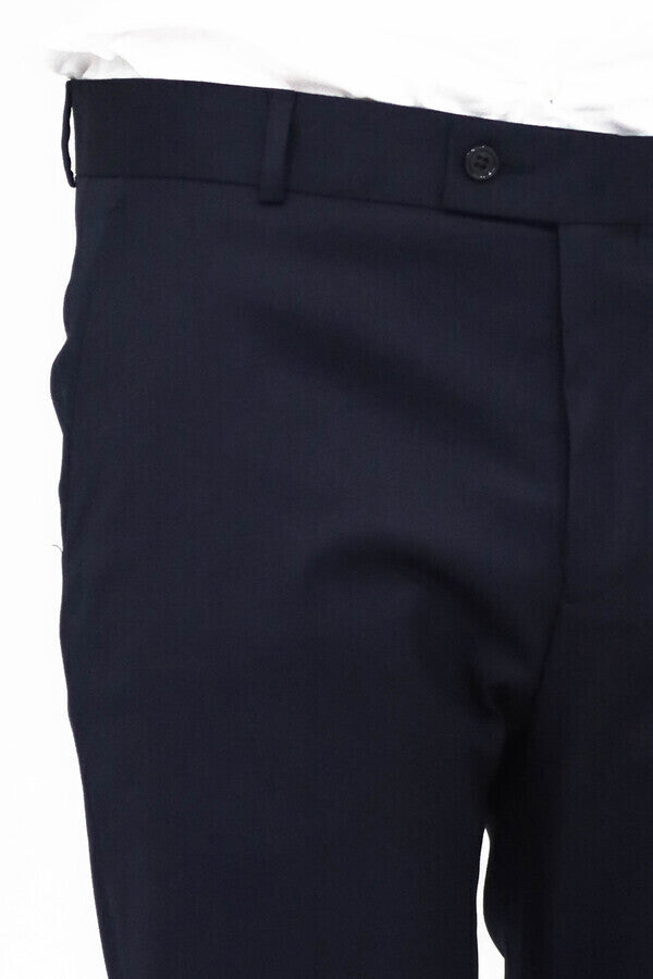 WSS Slim Fit Plain Navy Blue Men Pants  - Singen