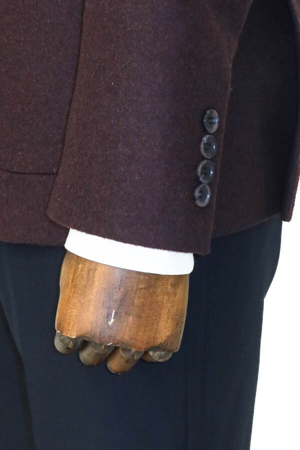 WSS Slim Fit Plain Wide Lapel Burgundy Men Wool Blazer  - West Jordan