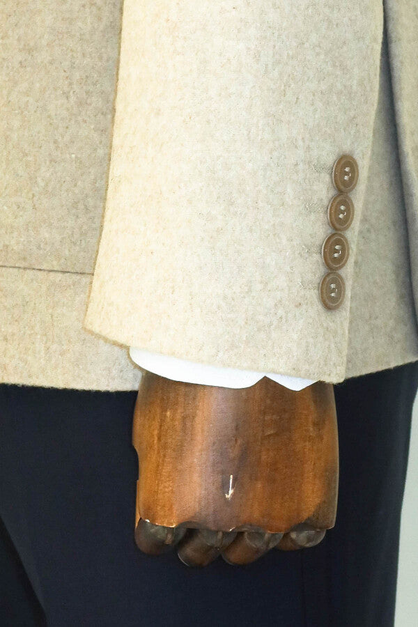 WSS Slim Fit Plain Wide Lapel Cream Men Wool Blazer  - Tours