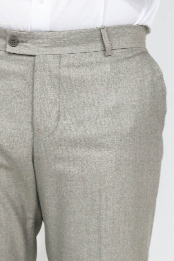 WSS Slim Fit Textured Cream Men Trousers  - Pinsk