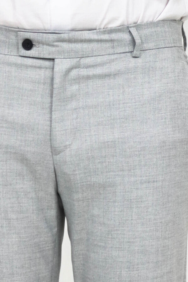 WSS Slim Fit Textured Grey Men Trousers  - Cedar Park