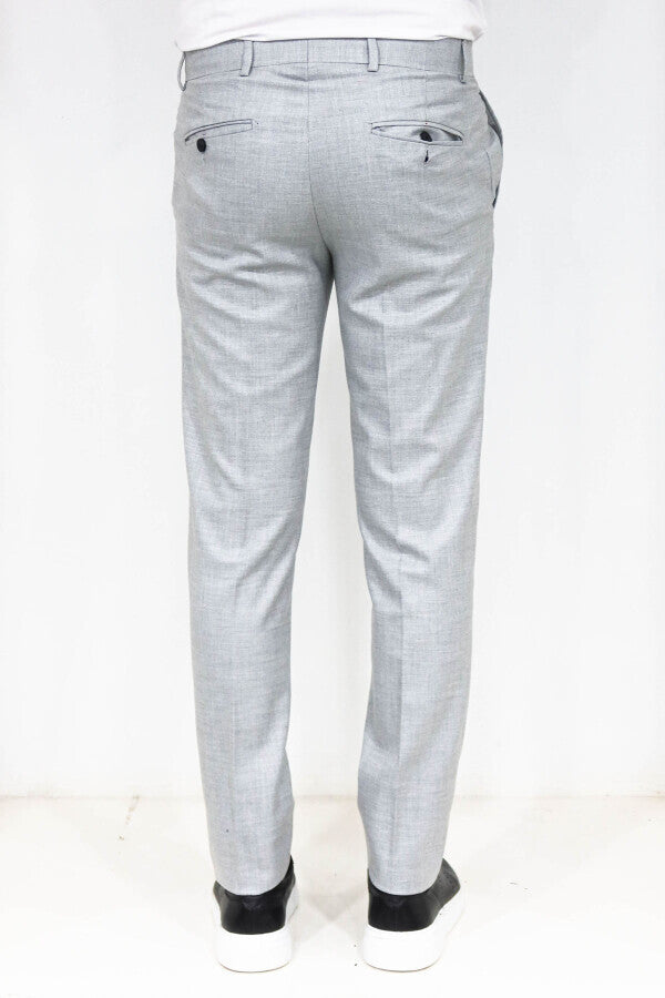 WSS Slim Fit Textured Grey Men Trousers  - Cedar Park