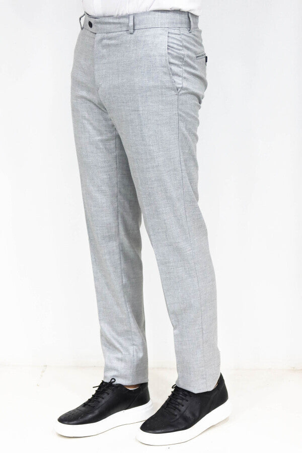 WSS Slim Fit Textured Grey Men Trousers  - Cedar Park