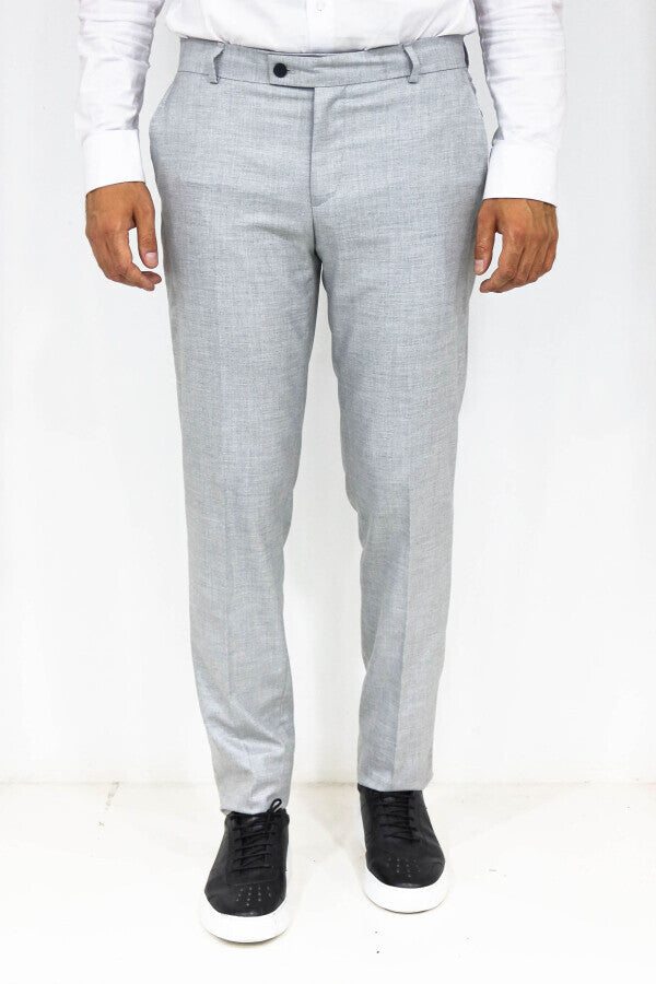 WSS Slim Fit Textured Grey Men Trousers  - Cedar Park