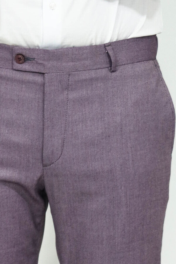 WSS Slim Fit Textured Purple Men Trousers  - Duncanville