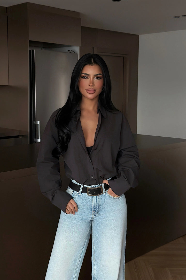 EYY Women Smoke Grey Button-Down Shirt - Gotha