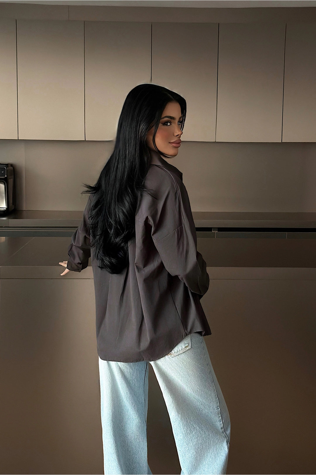 EYY Women Smoke Grey Button-Down Shirt - Gotha