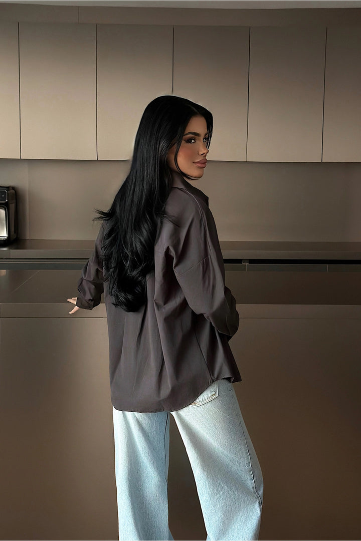 EYY Women Smoke Grey Button-Down Shirt - Gotha