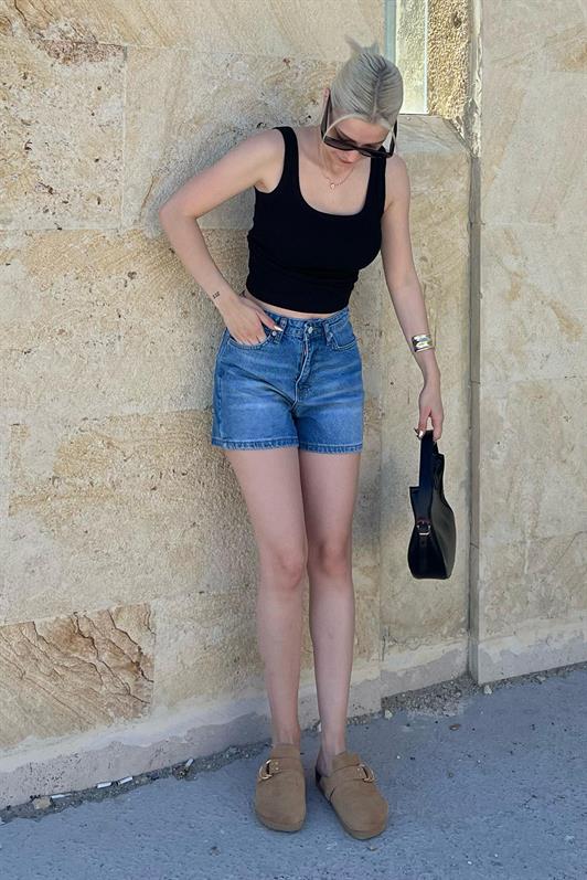 MDX Blue High Waisted Pocketed Denim Shorts MG2091 - Rovereto