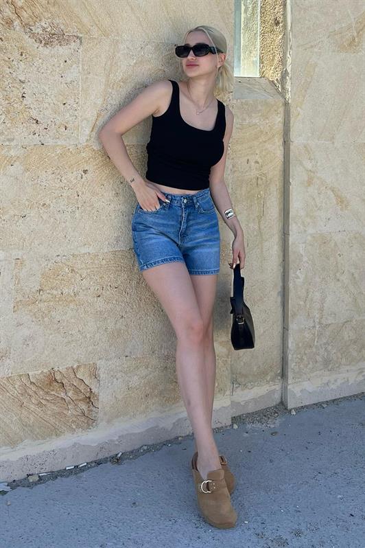 MDX Blue High Waisted Pocketed Denim Shorts MG2091 - Rovereto
