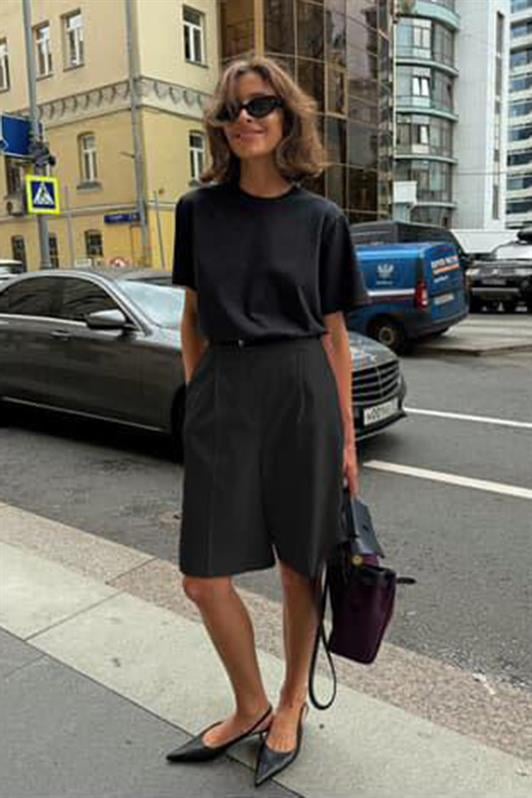 MDX Black Pleated Women's Bermuda Shorts Mg2483 - Palaiseau