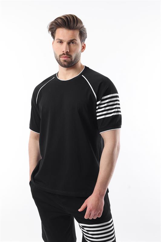 MDX Black Printed Raglan Sleeve Men's Shorts T-shirt Set E7306 - Gelsenkirchen