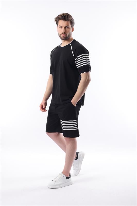 MDX Black Printed Raglan Sleeve Men's Shorts T-shirt Set E7306 - Gelsenkirchen