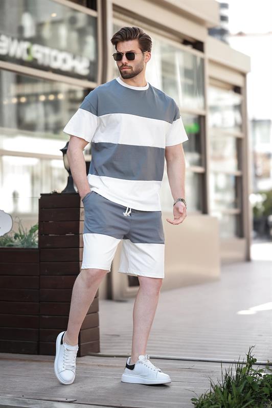 MDX Smoke Striped Men's Shorts T-shirt Set E7420 - Bolingbrook