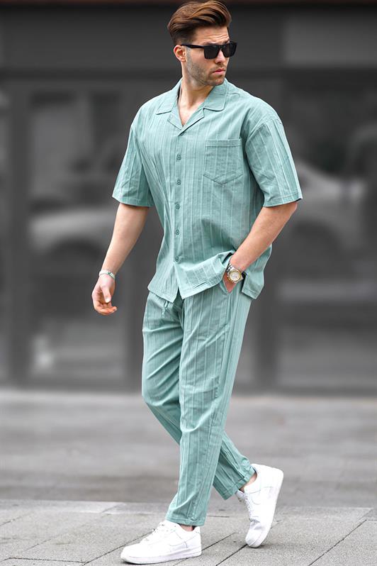 MDX Men's Mint Green Shirt-Pants Suit 5936 - Santa Rosa