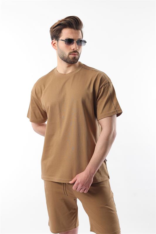 MDX Cappuccino Overfit Printed Men's Shorts T-shirt Set E7302 - Richmond