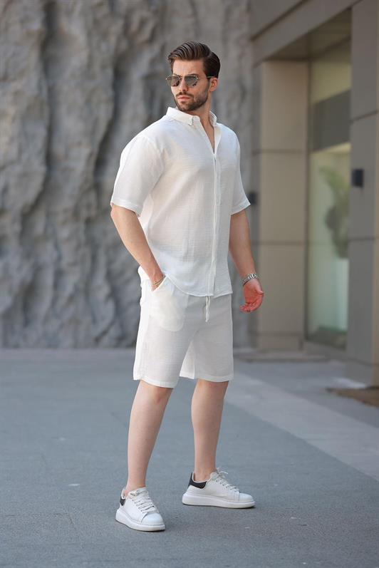 MDX White Basic Men's Shorts Shirt Set E7321 - Mettmann