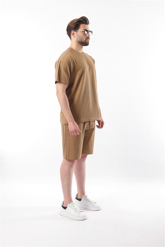 MDX Cappuccino Overfit Printed Men's Shorts T-shirt Set E7302 - Richmond